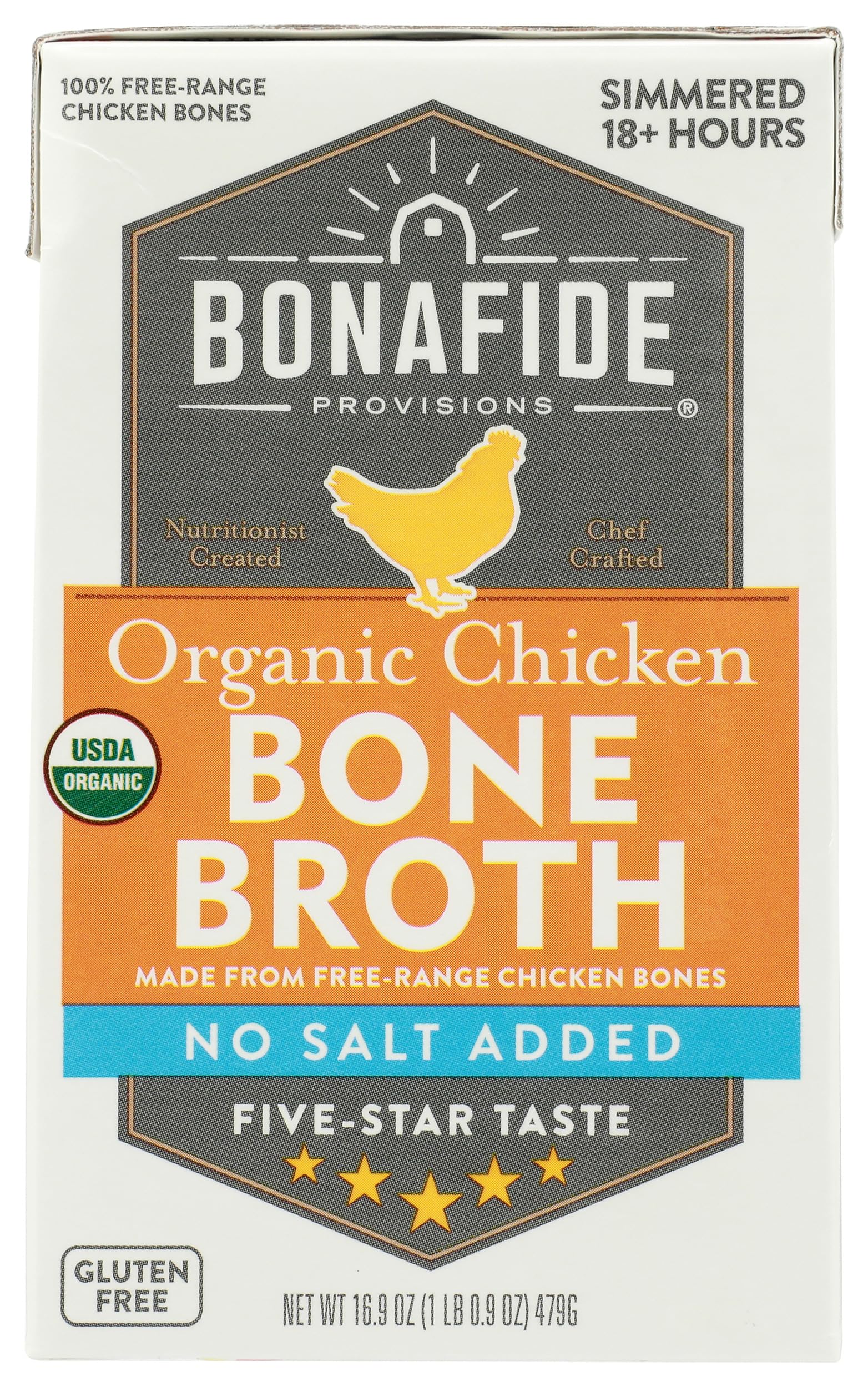Bonafide Provisions Organic No Salt Added Chicken Bone Broth 16.9 OZ